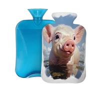 2L Hot Water Bottle with Cover, Cute Animal Pig Pattern Large Capacity Hot Water Bag for Hot Cold Compress, Hand Feet Warmer, Neck Shoulder Pain Relief