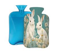 2L Hot Water Bottle with Cover, Easter Bunny Flowers Large Capacity Hot Water Bag for Hot Cold Compress, Hand Feet Warmer, Neck Shoulder Pain Relief