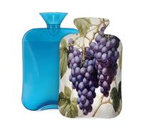 2L Hot Water Bottle with Cover, Fresh Fruit Grape Leaves Large Capacity Hot Water Bag for Hot Cold Compress, Hand Feet Warmer, Neck Shoulder Pain Relief