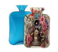 2L Hot Water Bottle with Cover, Music Theme Flowers Large Capacity Hot Water Bag for Hot Cold Compress, Hand Feet Warmer, Neck Shoulder Pain Relief