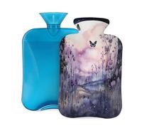 2L Hot Water Bottle with Cover, Night Plant Moon Large Capacity Hot Water Bag for Hot Cold Compress, Hand Feet Warmer, Neck Shoulder Pain Relief