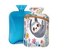 2L Hot Water Bottle with Cover, Sloth Hanging On The Branch Large Capacity Hot Water Bag for Hot Cold Compress, Hand Feet Warmer, Neck Shoulder Pain Relief