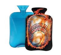 2L Hot Water Bottle with Cover, Sport Ball Baseball Fire Large Capacity Hot Water Bag for Hot Cold Compress, Hand Feet Warmer, Neck Shoulder Pain Relief