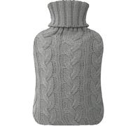 2L Hot Water Bottle with Cover UK - Natural Rubber 2 Litre Hot Water Bottle - Perfect Hot Water Bag for Pain Relief, Hand Feet Warmer and Cold Compress (Cream Bottle with Grey Cover)