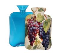 2L Hot Water Bottle with Cover, Watercolor Grape Leaves Large Capacity Hot Water Bag for Hot Cold Compress, Hand Feet Warmer, Neck Shoulder Pain Relief