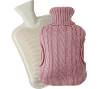 2L Hot Water Bottle With Pink Knitted Cover