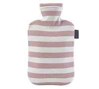2L Hot Water Bottle with Striped Print Soft Cotton Portable Explosion-Proof Winter Reusable Hand Feet Warmer