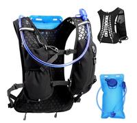 2L Hydration Vest Backpack Lightweight Water Pack for Running Cycling Hiking Marathon Mountaineering with Reflective Strips Breathable Mesh Survival Whistle Adjustable Straps for Men Women