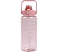 2l Large Capacity Sports Water Bottle With Time Marker & Straw, Leakproof Bpa-free Big Drink Container For Fitness, Gym And Outdoor Activities Pink