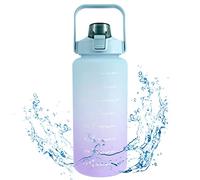 2L Motivational Water Bottle with Time & Capacity Marker BPA-Free Sports Bottle Daily Measured Tracking Time Marks Water Cup Ensure Drink Enough Water for Fitness Gym(Green cover)