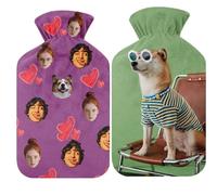 2L Personalized Hot Water Bottle Custom with Digital Printing Picture Cover,Large Rubber Leakproof Hot Water Bottle，Warming Hand Bag Relieves Body Aches & Pains, Unique Cosy Nights & Gifts