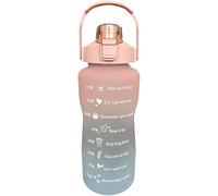 2L Sports Water Bottle with Straw Motivational Hydration Bottle for Gym Hiking Camping Leak Proof Lockable Lid Time Marking Removable Handle Portable Design Outdoor Canteen for Travel Fitness (pink)