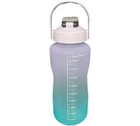 2L Sports Water Bottle with Straw Motivational Hydration Bottle for Gym Hiking Camping Leak Proof Lockable Lid Time Marking Removable Handle Portable Design Outdoor Canteen for Travel Fitness (purple)