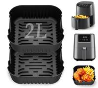 2L Square Silicone Mini Air Fryer Liners Accessories for 1-2Person Reusable | 2L Air fryer liners for Chefman/Cosori/Midea/Daewoo Small Air Fryer,Silicone Liners Non-Stick Dishwasher Safe