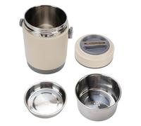 2L Stainless Steel Thermal Cooker Pot with 3 Containers, Portable Travel Design, IPX5 Gas Fire Compatible, Double Vacuum, 6.7 Gal Capacity, Includes Recipe Book (Beige)