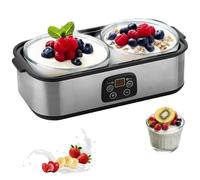 2l Stainless Steel Yogurt Maker Automatic Electric Yoghurt Machine with 2 Glass Jars Adjustable Time & Temperature Control for Homemade Probiotic Yogurt Natto & Fermentation