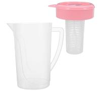 2l Tea Infuser Pitcher with Lid, Handle and Drip-Free Spout | Pink Body, Removable Filtering Rod, Wide Mouth, Dishwasher Safe, for Lemonade, Herbs, Fridge Storage and Travel