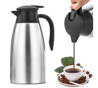 2L Thermal Coffee Carafe, Double Walled Vacuum Jug Stainless Steel, Insulated Coffee Pot with Leak-Proof Lid, Thermal Carafe Flask for Hot & Cold Drinks Tea Water Office or Home Use