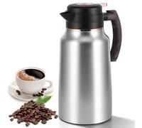 2L Thermal Coffee Jug, Stainless Steel Double Wall Vacuum Flask, Press Button Top Long-Lasting Heat & Cold Retention, Thermo Flask with Precise Flow Control Spout for Coffee, Tea, Milk Home Office