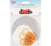2LB Jam Pot Covers Set Rubber Bands, and Adhesive Labels Ideal for 2.2 Pound (1 kg) Jars - Traditional Canning Accessories for Home Preserving and Gifting
