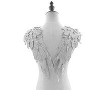 2lots Elegant Angel Wing Fabric Appliques Creative Pattern Patches Bridal Dress for Bridal Attires Multilayer Wing Lace Accessories