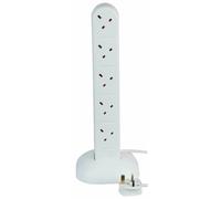 BLACK 10 Gang Way UK Mains Extension Tower Splitter with 2m Cable