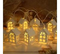 2M 10 LED Fairy Lights with Mini Wood House Model, USB/Battery Powered Indoor Outdoor Decor for Christmas,Wedding,Party,Garden,Home Decorations(USB)