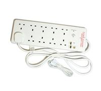 2m 10 Way Mains Power Gang Extension Socket - SURGE PROTECTED - Multi Plug Cable - CableFinder