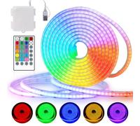 2M 1152 LEDs RGB COB Strip Light Battery & USB operated, Remote Control Dimmable Colour Changing LED Strip Lights Cuttable Flexible for Indoor Outdoor Decoration