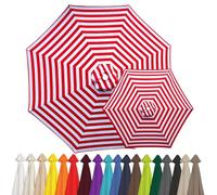 2m 2.15m 2.5m 2.7m 3.0m 4.0m Replacement Parasol Canopy for 6/8 Arms, Waterproof Outdoor Garden Parasol Fabric Cover, UV Protection Sun Shade Replacement Top Only(Red-White,8-RIBS-6.6FT/2.0m)