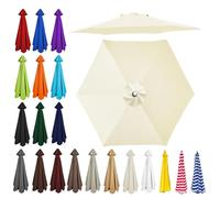 2m/2.30m/2.5m/2.7m/3.0m/3.5m Replacement Parasol Canopy, Garden Umbrella Replacement Top Cover, 6/8 Arms Umbrella Cloth Fabric for Sunshade, Water Resistant, Fits Various Frames(Beige,6ribs:2.30m/7.5f
