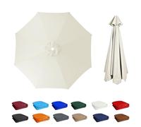 2m/2.30m/2.5m/2.7m/3.0m/3.5m Umbrella Replacement Canopy, Replacement Parasol Canopy, Sun Umbrella Replacement Cloth, Sun Protection, for Garden Patio Yard Beach Pool Market Table(Beige,8ribs:2m/6.5ft