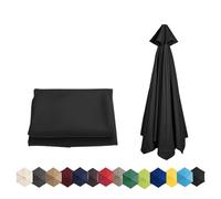 2m 2.30m 2.7m 3.0m Replacement Parasol Canopy for 6 Arms/8 Arms, Parasol Replacement Cover Anti-UV Waterproof, Umbrella Replacement Fabric for Garden, Patio, Outdoor, Pool, Beach(Black,2.0m/6 Arms)