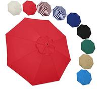 2m/2.7m/3.0m Patio Umbrella Replacement Canopy, 6 Ribs/8 Ribs Replacement Canopy Cover Fit Outdoor Garden Market Table Parasol, UV Sun Protection And Water Resistant(Color:Red,Size:270cm 6-Ribs)