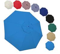 2m/2.7m/3.0m Patio Umbrella Replacement Canopy, 6 Ribs/8 Ribs Replacement Canopy Cover Fit Outdoor Garden Market Table Parasol, UV Sun Protection And Water Resistant(Color:Lake Blue,Size:2m 6-Ribs)