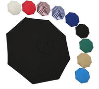 2m/2.7m/3.0m Patio Umbrella Replacement Canopy, 6 Ribs/8 Ribs Replacement Canopy Cover Fit Outdoor Garden Market Table Parasol, UV Sun Protection And Water Resistant(Color:Black,Size:270cm 6-Ribs)