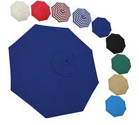 2m/2.7m/3.0m Patio Umbrella Replacement Canopy, 6 Ribs/8 Ribs Replacement Canopy Cover Fit Outdoor Garden Market Table Parasol, UV Sun Protection And Water Resistant(Color:Blue,Size:270cm 8-Ribs)