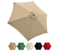 2m/2.7m/3.0m Replacement Umbrella Canopy, Outdoor 6 Ribs/8 Ribs Parasol Umbrella Replacement Cloth, Polyester UV Protection Sunshade Cover For Yard Garden Patio(Color:Khaki,Size:270cm 8-Ribs)