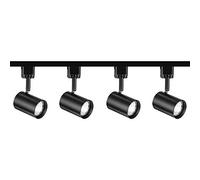 2M 2 Meter 4 Spot Lights Adjustable Tilt Angle Black Multi Directional 5W GU10 LED Single Circuit Track Tape Rail Lighting