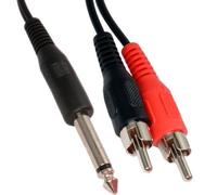 2m 2 RCA Male to 6.35mm 1/4" Mono Jack Cable/Lead - TRS Adapter Phono Plug