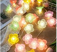 2M 20 LED Cherry Blossom Fairy Lights Battery Operated Flower String Lights with Waterproof Copper Wire Spring Decorations for Bedroom Garden Wedding Indoor Outdoor Party Decor (Macaron colors)