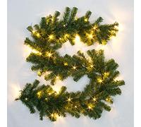 (Garland, Green With Warm White LEDS) Christmas Garlands and Wreaths - Many Styles