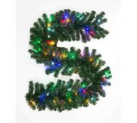 2m/200cm Pre-Lit Green Christmas Garland Alaskan Pine for Fireplaces Home Wall Door Stair Artificial Xmas Tree Garden Yard Decorations with 50 Multicolour LEDs