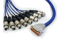 2m 25 Pin D Sub to 8x 3 Pin XLR Female Loom Cable Serial Audio Signal Snake Lead