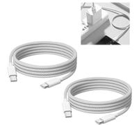 2M 2PCS For iPhone 17/16/15 USB C to USB C Braided Charging Cable 60W Fast Charging for iPhone 16 15 for iPad Air/Pro/Mini MacBook for Samsung Galaxy Z Flip 3/4/5/6 Google Pixel 10/9/9a/8/7/6/5 White