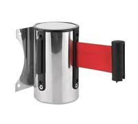 2M/ 3.0M/ 5M Fixed Wall Mount Stainless Retractable Belt Barrier Striped Caution For Separated Region Crowd Control For Receptions Retail(Red,3.0M)