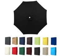 2m-3.5m Replacement Parasol Canopy, Umbrella Replacement Fabric, UPF 50+ Garden Parasol Replacement Canopy, Outdoor Replacement Fabric, 6/8 Rib for Garden Umbrella (Black,6ribs:2.5m/8.2ft)