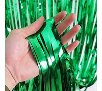 2M-3M Foil Fringe Tinsel Shimmer Curtain Door Wedding Birthday Party Decorations (2.5m, Green)