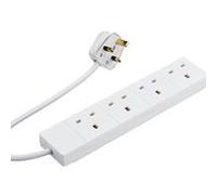 2m 4 Gang UK Mains Extension - White