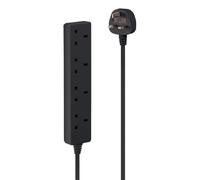 Lindy 2m 4-Way UK Mains Power Extension. Black